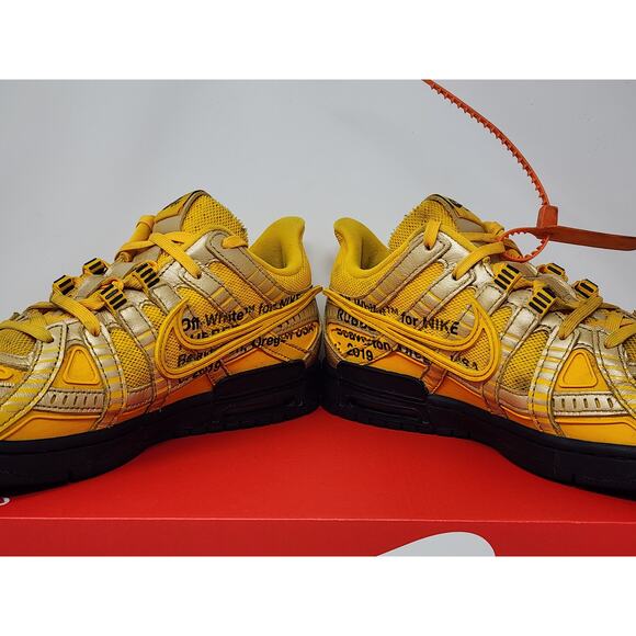 Nike Air Rubber Dunk Off-White UNIVERSITY GOLD CU6015-700 Size 9 WORN - Picture 6 of 8